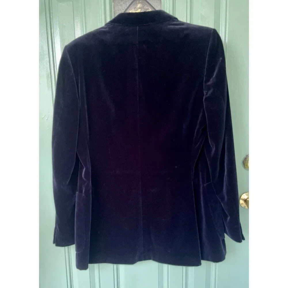 Yves Saint Laurent Sz42 Midnight Blue Velvet 2 button Smoking Jacket Vintage